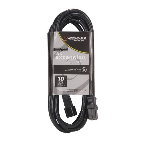 Accu Cable ECCOM-10 Power Cable IEC Extension 10ft Cord Discount