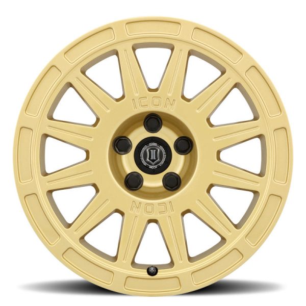 ICON Ricochet 15x7 5x100 15mm Offset 4.6in BS 56.1mm Bore Gloss Gold Wheel For Cheap