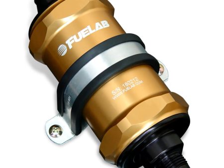 Fuelab 818 In-Line Fuel Filter Standard -10AN In Out 10 Micron Fabric - Gold For Cheap