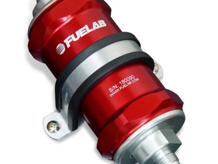 Fuelab 818 In-Line Fuel Filter Standard -10AN In Out 10 Micron Fabric - Red For Sale