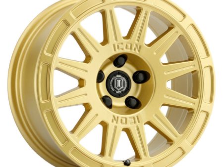 ICON Ricochet 15x7 5x100 15mm Offset 4.6in BS 56.1mm Bore Gloss Gold Wheel For Cheap