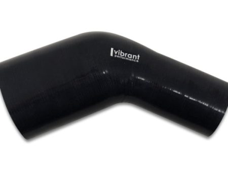 Vibrant 2.25in ID x 2.50in ID Gloss Black Silicone 45 Degree Transition Elbow Cheap